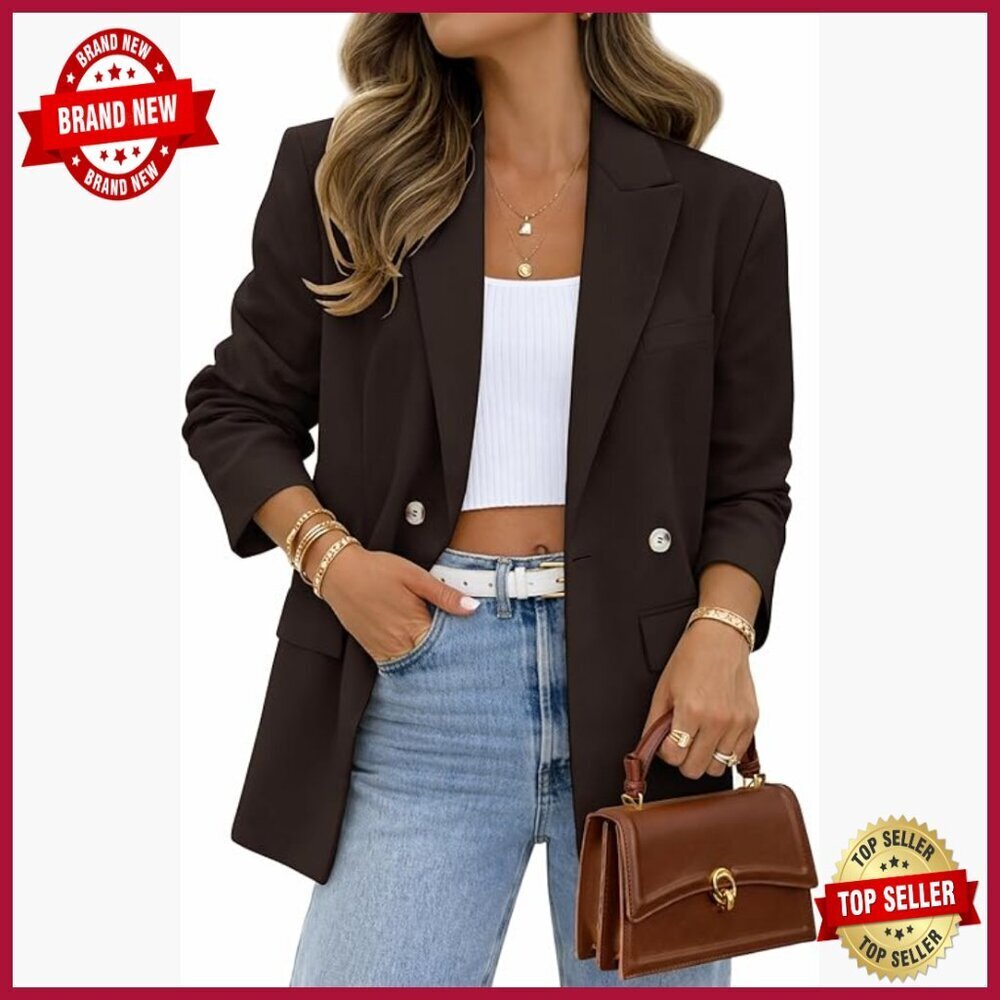 Women's Blazer Long Sleeve Lapel Open Front Suit Jacket with Pockets